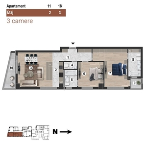 Apartament 3 Camere Lux 3 grupuri sanitare Unirii Marriott