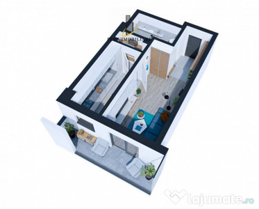 Apartament nou cu 1 camera, bucatarie inchisa, 43 mp, Nicoli