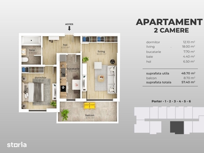 PROMOTIE! Apartament 2 camere 57mp , Metrou Aparatorii Patriei 10 min