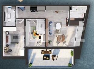 Apartament de 3 camere, 76.61 mp, cartier Iris