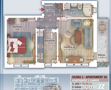 2 Camere Incalzire In Pardoseala decomandat