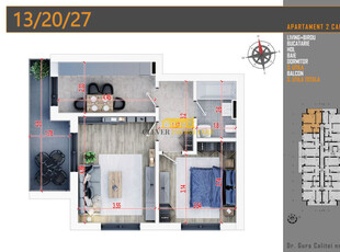 Apartament 2 camere Incalzire prin Pardoseala-Comision 0