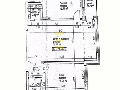 Apartament 3 camere,2 bai, intermediar, semifinisat,parcare, zona VIVO