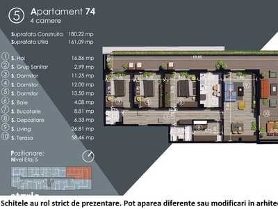 Apartament 2 camere 72mp+terasa, zona OMW- Calea Severinului