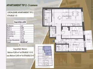 Apartament 3 camere in zona SEMICENTRALA