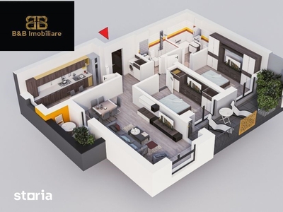 Apartament 2 camere mobilat lux cu designer