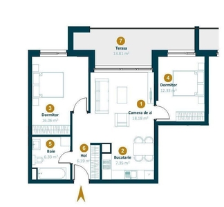 Apartament 2 camere, semidecomandat, etaj 3, finisat, mobilat, utilat