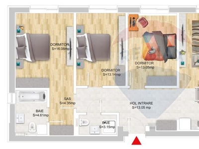 Studio cu 2 camere/ Luxuria Domenii / Concept designer/ Mobilat-utilat