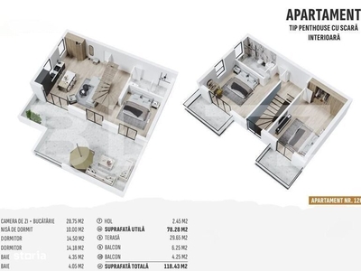 Penthouse ultrafinisat, 78mp utili, terasa, 30mp