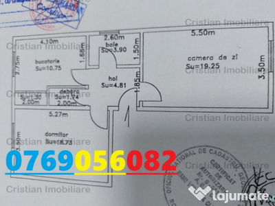 Apartament 2 camere, parter, Su - 60,48 mp, zona Ultracentr