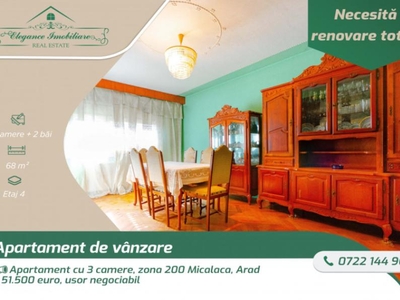 Apartament cu 3 camere, Zona 200 Micalaca, Arad