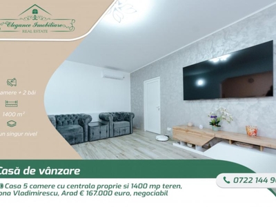 Casa 5 camere cu centrala proprie si 1400 mp teren, zona Vladimirescu, Arad