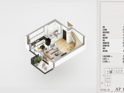 Duplex, 3 camere, etaj 10-11, complex ASTORIUM LIFE (ID: 127A)