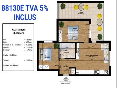 Apartament 3 camere de vanzare PANTELIMON-ORAS - Bucuresti