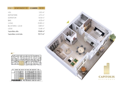 Oferta promotionala- Apartament 2 camere, Capitolis Residence