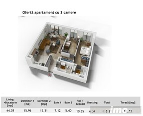 Apartament 3 camere ,105mp, zona Centrala in cel mai exclusivist bloc din Cluj