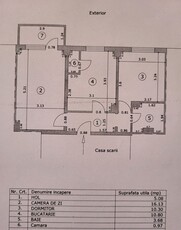 Apartament cu 2 camere decomandate în zona de jos