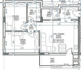 Apartament semidecomandat, 3 camere