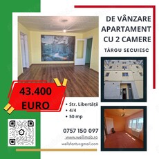 De vânzare apartament cu 2 camere în Târgu Secuiesc, pe strada Libertății!