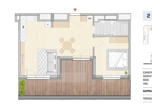 Apartament 2 camere, finisat cu terasa, orientare SUDICA