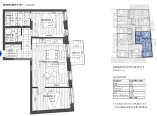 Apartament de 3 camere, etaj intermediar, semifinisat, zona Semicentrala