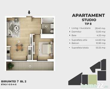 Apartament tip studio