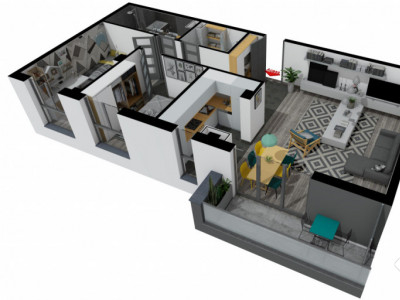 Apartament 3 camere, 80 mp, Finisat, 5 mp balcon, zona Teilo