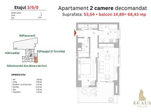 Apartament 2 c D - bloc nou GARA-CENTRU, Braus Residence-61 mp!