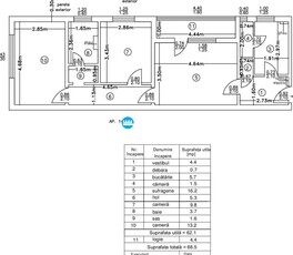 Apartament 3 camere semidecomandat, 67 mp, Podu Ros Tudor Vladimirescu!