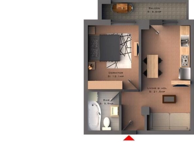 De vanzare apartament nou, 2 camere, open-space, 44 mp, Visani, aproape de Family Market, Cod 153792