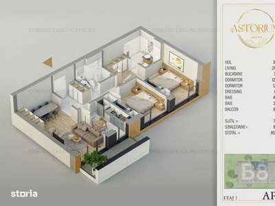 Apartament 3 camere cu gradina loc de parcare Selimbar
