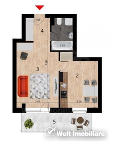 Apartament 3 camere, mobilat si utilat, 61mp, baie cu geam, zona...