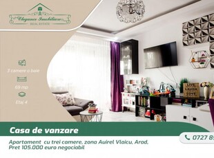 Apartament cu trei camere de vanzare, zona Vlaicu, Arad.