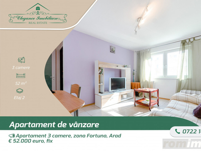 Apartament 3 camere, zona Fortuna, Arad