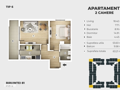 Apartament 2 camere decomandat, metrou Berceni - 5 min.