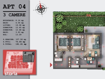 Duplex 196 mp utili cu terasa si curte