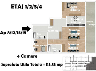 3 camere decomandat / comision 0 / Decebal