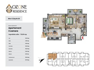 Ozone Residence, Apartament 3 camere79 mp utili, Zona CoresiTractorul, Brasov