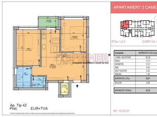 Reducere 9% la apartament 3 camere in Popesti Leordeni