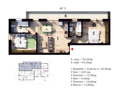 Central (bloc nou in constructie) - apartamente cu 3 camere, semifinisate