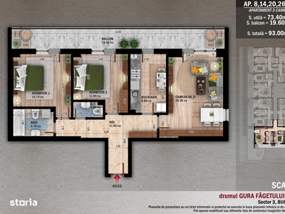 Promo Apartament 3 camere decomandat metrou zona Pallady