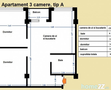 Apartament 3 camere Tip A Visani