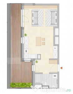 Studio 40 mp, priveliste si terasa,zona Semicentrala