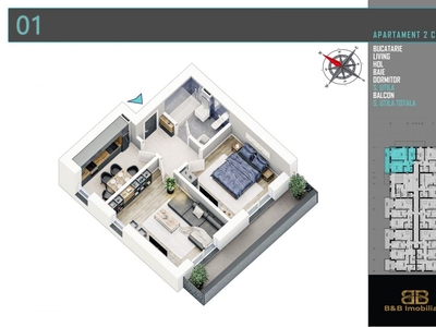 Apartament - 3 camere si balcon - in curs de mobilare - Kogalniceanu