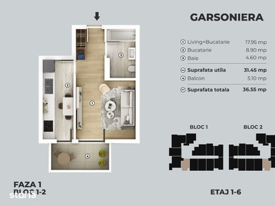 Garsoniera in boc nou, metrou Berceni 350 metri