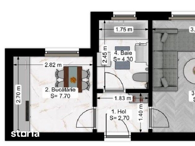 Apartament 2 camere, S- 40 mp, mobilat, utilat, Manastur.