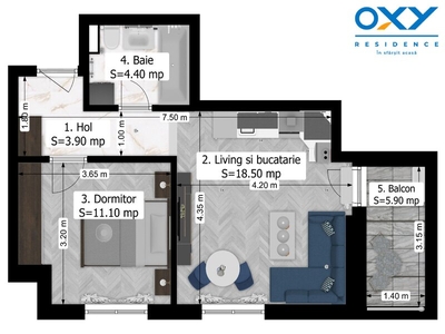 Garsoniera Rahova, Oxy Residence 2, Studio 44 mp mega discount