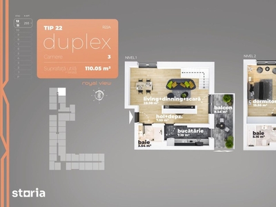 Duplex 3 camere Piata Sudului 70.34 mp utili