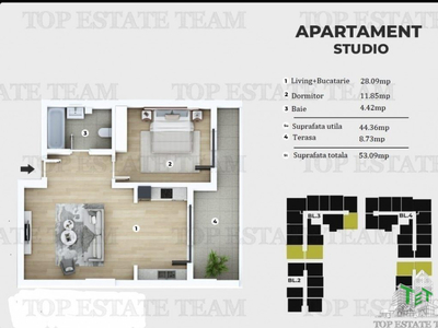 Studio 2 camere in apropierea statiilor de metrou Berceni s