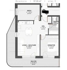 Apartamet 3 camere , semifinisat , 57 MP terasa 23 mp, Zona Eroilor.